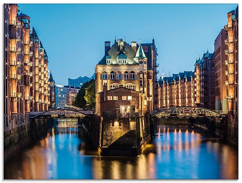 Artland Glasbild "Hamburg Wasserschloss in Speicherstadt 2", Gebäude, (1 St günstig online kaufen