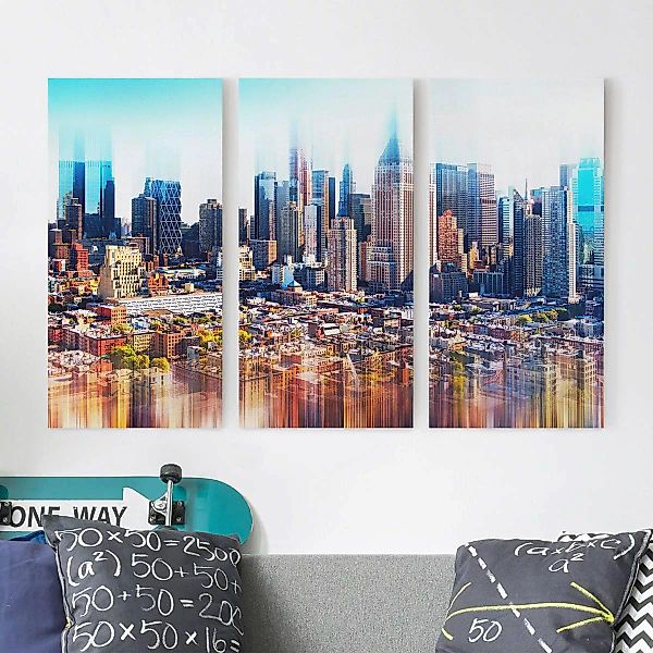 3-teiliges Leinwandbild - Querformat Manhattan Skyline Urban Stretch günstig online kaufen