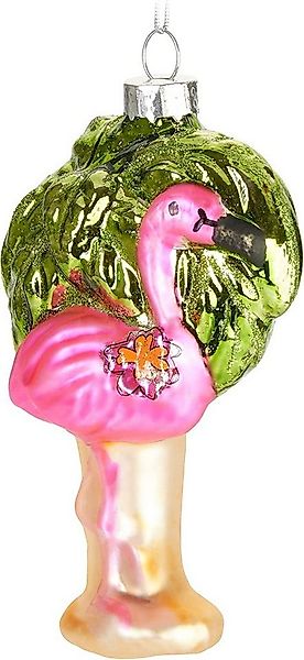 BRUBAKER Christbaumschmuck Flamingo Pink mit Palme Weihnachtskugel, Glas Ch günstig online kaufen
