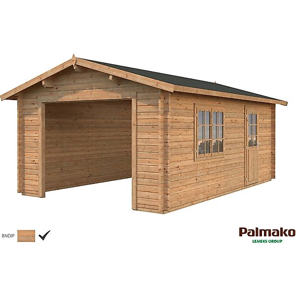 Palmako Holzgarage Roger ohne Tor Braun tauchgrundiert 360 cm x 550 cm günstig online kaufen