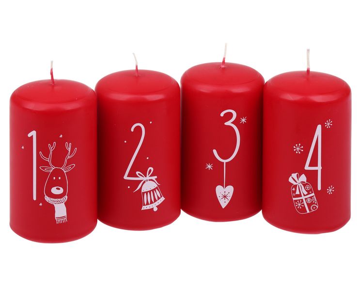 Steinhart Kerzen Adventskerze Stumpenkerzen "Weihnachtszahlen", 4er-Riegel günstig online kaufen