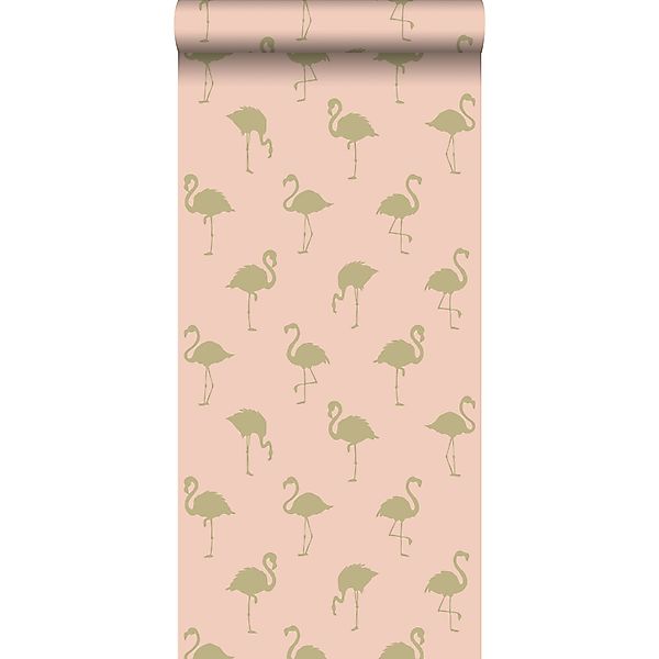 ESTAhome Tapete Flamingos Gold und Pfirsichrosa 0,53 x 10,05 m 138994 günstig online kaufen