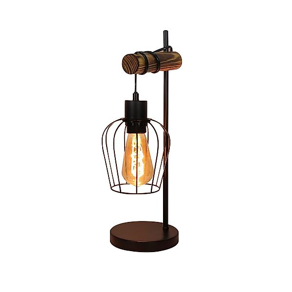 ZMH Tischleuchte Wohnzimmer Retro Schwarz-Holz Nachttischlampe günstig online kaufen
