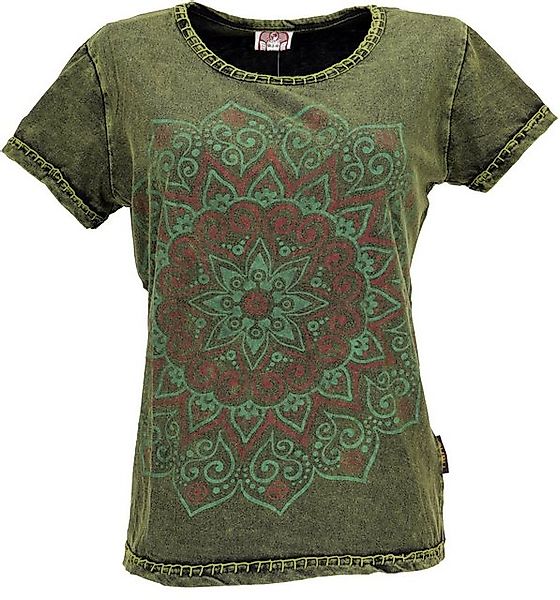 Guru-Shop T-Shirt Boho T-Shirt mit Mandaladruck, Stonewashed.. alternative günstig online kaufen
