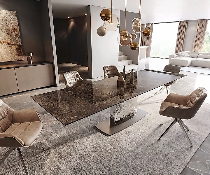 Esstisch Edge 200-300x100 Keramik Laminam® Emperador Extra Lucidato Dunkelb günstig online kaufen