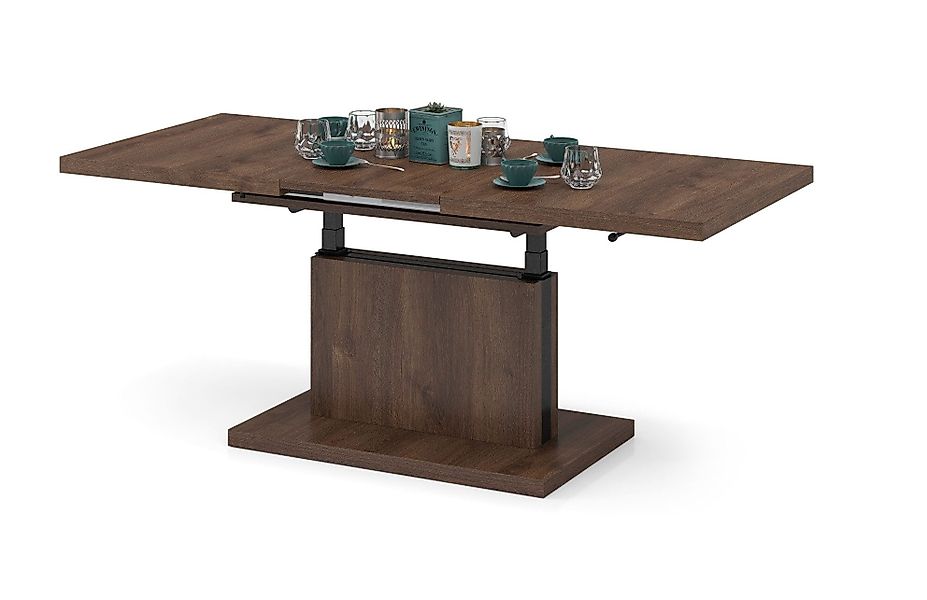 Mazzoni Couchtisch Aston Eiche dunkel stufenlos höhenverstellbar ausziehbar günstig online kaufen