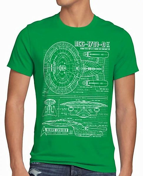 style3 T-Shirt NC-1701D Enterprise Blaupause trek trekkie star jean luc pic günstig online kaufen