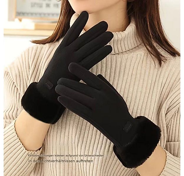 Montegoni Baumwollhandschuhe Winterwarme mit Plüsch gefütterte Damen Touchs günstig online kaufen