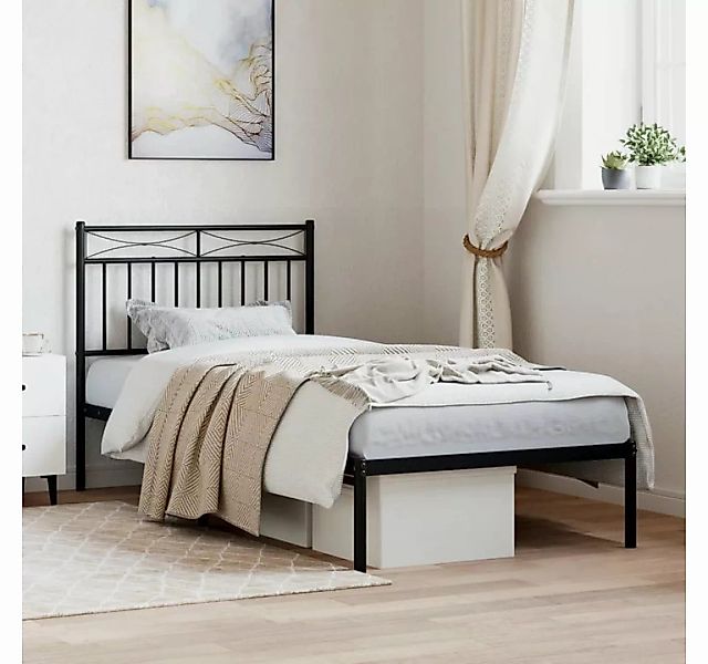 furnicato Bett Bettgestell mit Kopfteil Metall Schwarz 90x200 cm günstig online kaufen