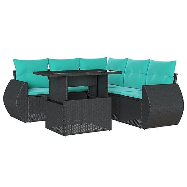 vidaXL 6-Tlg Gartensofa-Set mit Kissen Schwarz Polyrattan 3268527 günstig online kaufen
