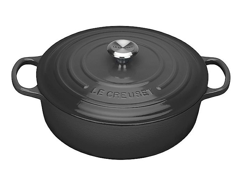 Le Creuset Gourmet-Bräter Signature Rund Gusseisen Schwarz 30cm günstig online kaufen