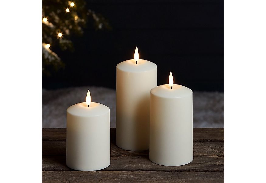 Lights4fun LED-Kerze TruGlow® LED Outdoor Kerzen Trio günstig online kaufen