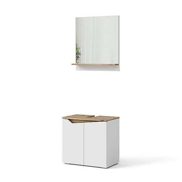 Vicco Badmöbel-Set Marelle, Weiß/Artisan-Eiche, 2 Teile, günstig online kaufen