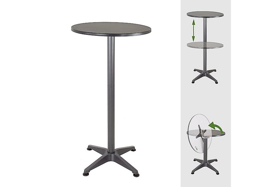 TRUTZHOLM Bistrotisch Stehtisch 2in1 Alu klappbar höhenverstellbar 70/115cm günstig online kaufen