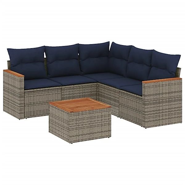 vidaXL 6-Tlg Gartensofa-Set mit Kissen Grau Polyrattan 3225970 günstig online kaufen