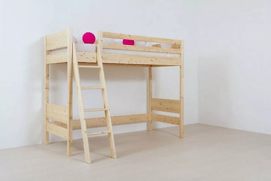Natur24 Kinderbett Kinder-Hochbett Castello 90x200cm Buche Natur lackiert m günstig online kaufen