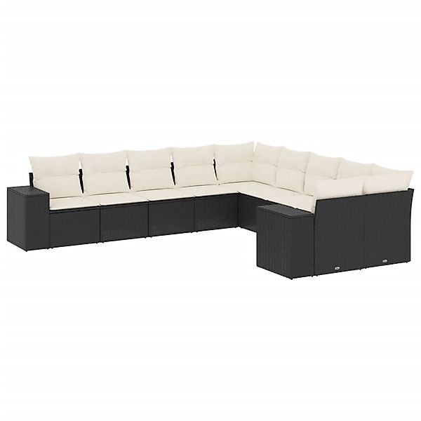 vidaXL 10-Tlg Garten-Sofagarnitur mit Kissen Schwarz Poly Rattan 3223105 günstig online kaufen