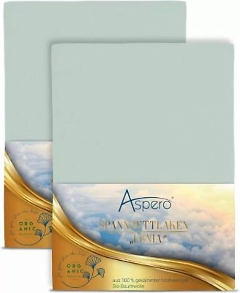 Aspero® 2 x Spannbettlaken aus Bio-Baumwolle Bettlaken mint Gr. 140 x 200 günstig online kaufen
