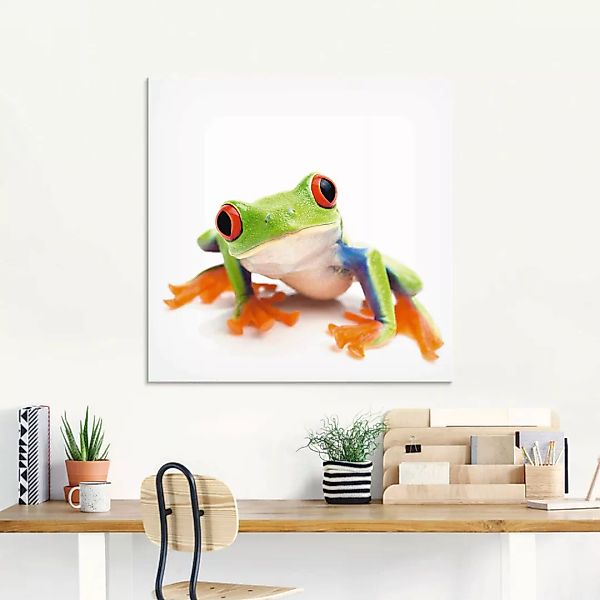 Artland Glasbild "Großaufnahme eines Frosches vor weiß", Wassertiere, (1 St günstig online kaufen