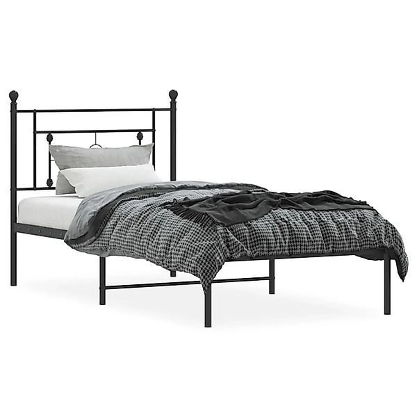 vidaXL Bettgestell mit Kopfteil Metall Schwarz 90x200 cm 374332 günstig online kaufen