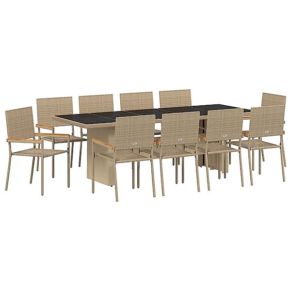 vidaXL Garten Essgruppe 11-Tlg Beige Poly Rattan 3365419 günstig online kaufen