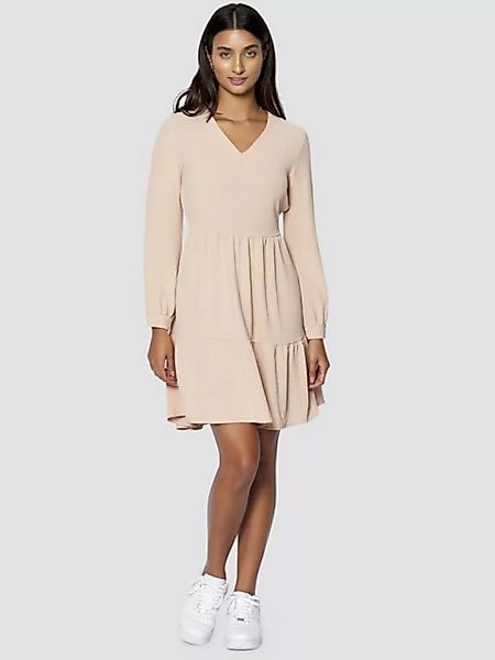 Freshlions Blusenkleid Kleid mit V-Ausschnitt in beige - S günstig online kaufen