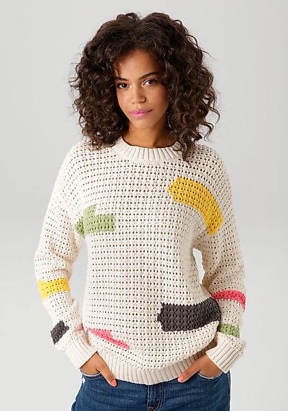 Aniston CASUAL Strickpullover, mit eingestrickten Farb-Highlight günstig online kaufen