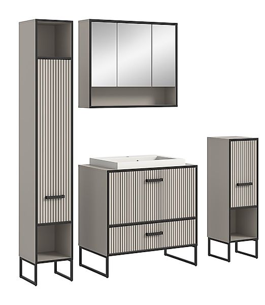welltime Badmöbel-Set »Locri, Breite 170 cm, Rillenoptik, Metallkufen« 4 St günstig online kaufen