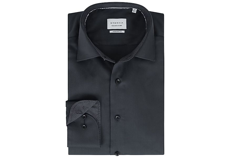 Eterna Langarmhemd Modern Fit, Anthrazit, Satingewebe, 100 % Baumwolle, Büg günstig online kaufen