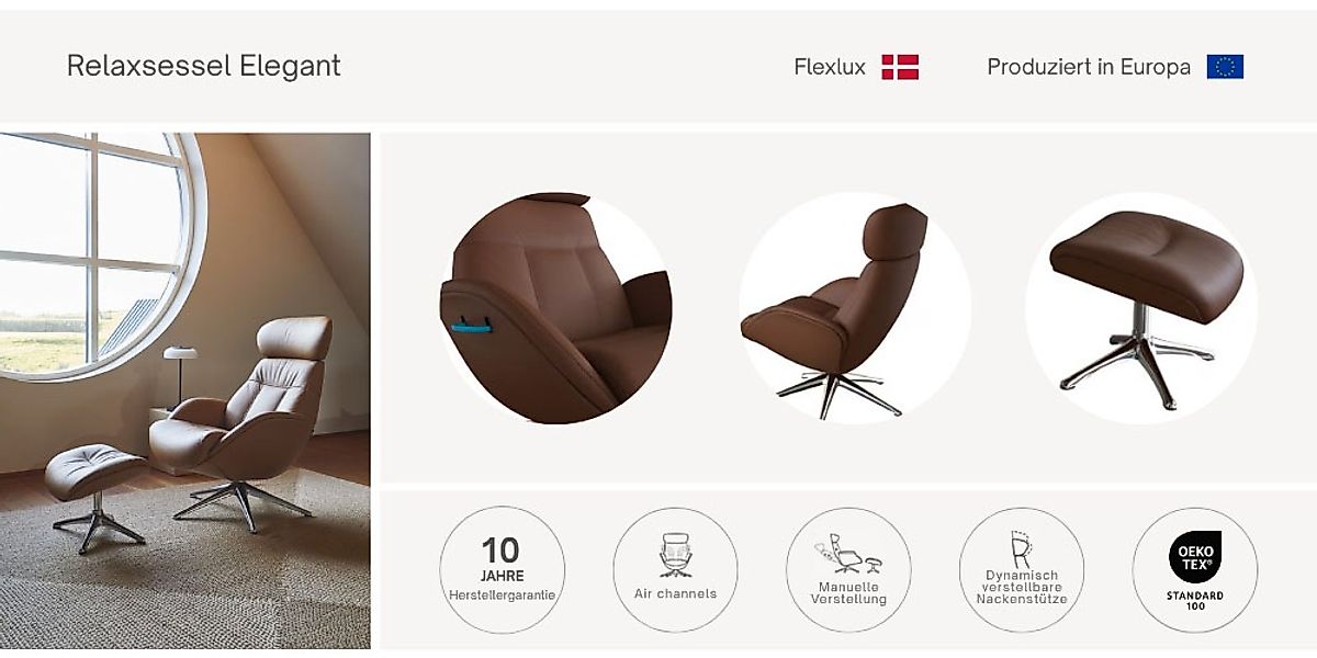 FLEXLUX Relaxsessel "Relaxchairs Elegant", Premium Komfort, Rücken- & Kopft günstig online kaufen