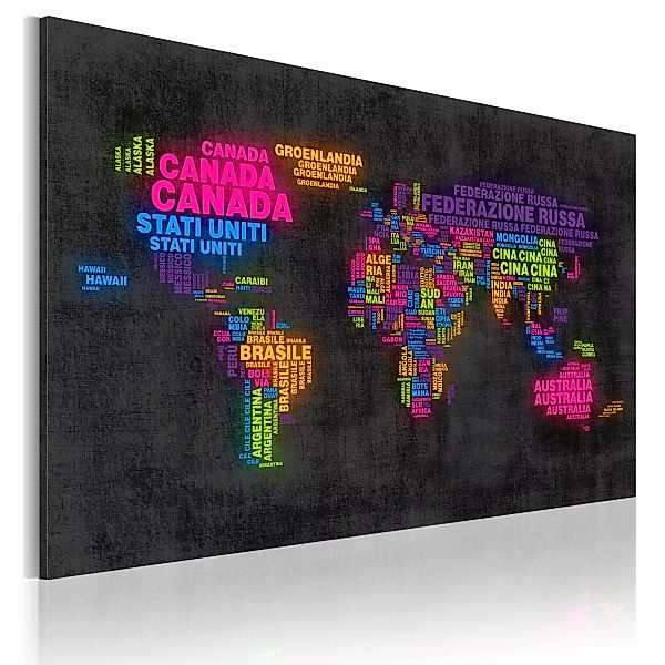 Wandbild - Weltkarte - Italienische Ländernamen günstig online kaufen