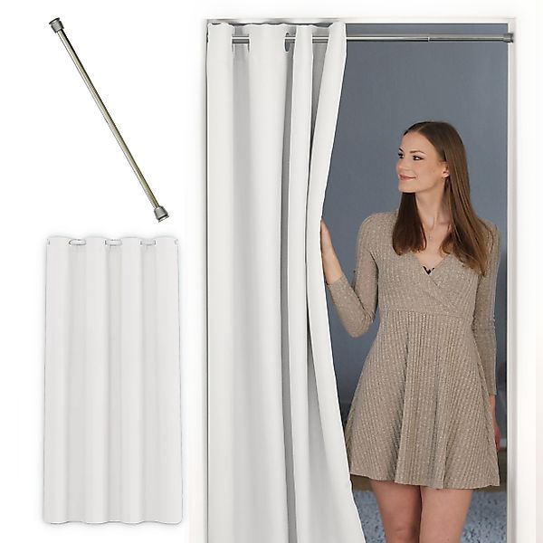 tinycurtains Türvorhang mit Stange silber 55-90 günstig online kaufen