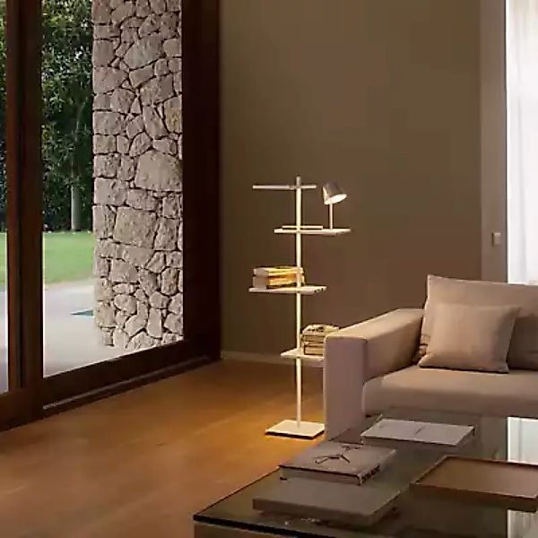 Vibia Suite Stehleuchte LED mit Fuß, braun - 133 cm - mit Glasdiffusor günstig online kaufen