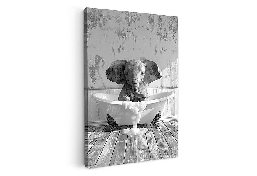 OneMillionCanvasses® Leinwandbild Elefant - Weinlese - Tiere - Schwarz - We günstig online kaufen