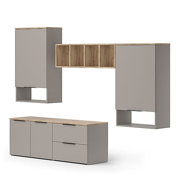 Vicco Wohnwand Wido, Greige/Sonoma, 5 Teile günstig online kaufen