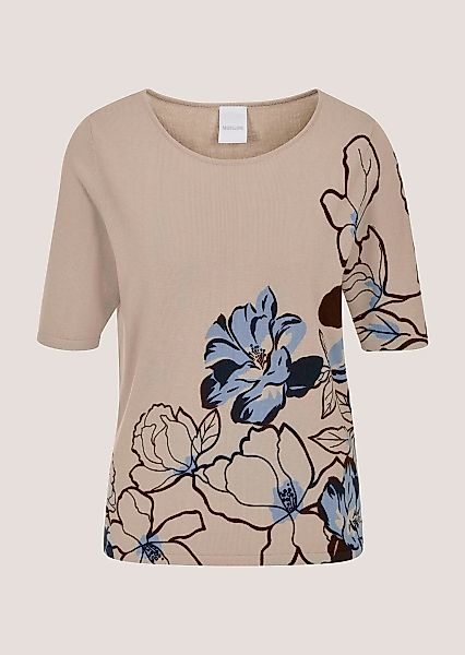 MADELEINE Longpullover "Feinstrickpullover Viskoseshirt mit Blumenmotiv" Bl günstig online kaufen