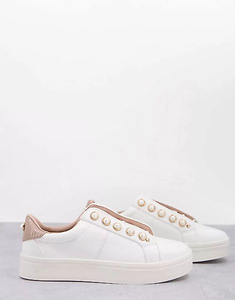 Miss KG – Kassie – Schnür-Sneaker mit Perlendetail in Zartrosa-Neutral günstig online kaufen