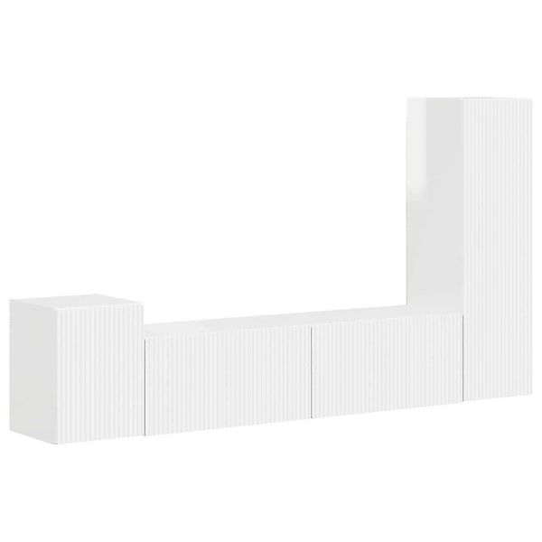 vidaXL TV-Schrankset Wandmontiert 4-Tlg Hochglanz Weiß Holzwerkstoff 340900 günstig online kaufen