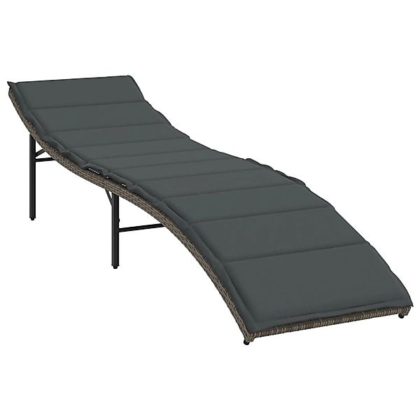 vidaXL Sonnenliege mit Kissen Grau 55x199x50 cm Poly Rattan 368247 günstig online kaufen