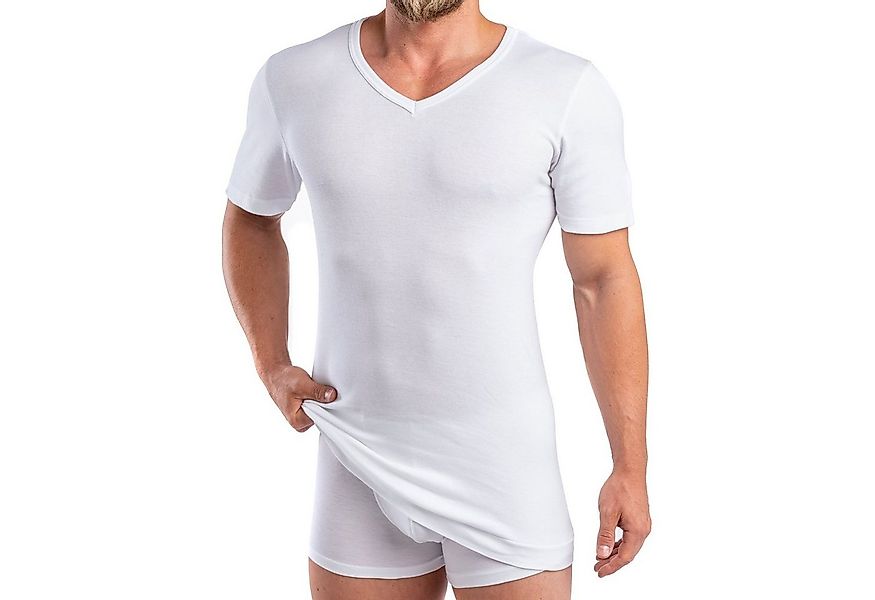 HERMKO Unterziehshirt 488710 Extralanges Herren kurzarm Shirt +6 cm V-Neck günstig online kaufen