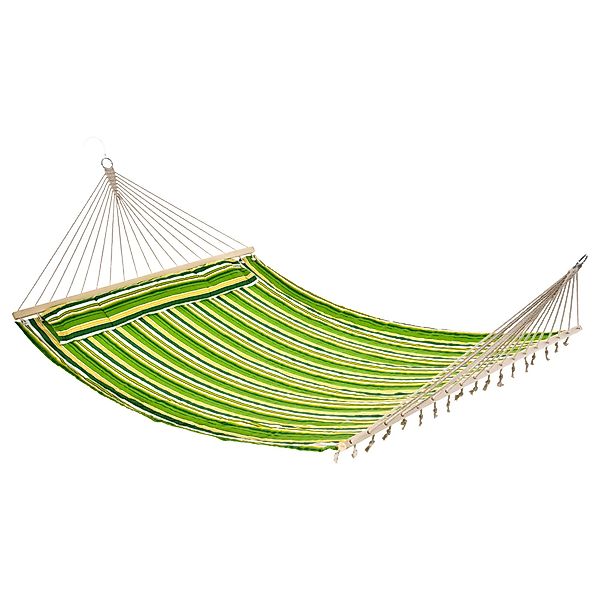 Outsunny Hängematte für 2 Personen mit Kissen, grün gestreift, 240g/㎡ Baum günstig online kaufen