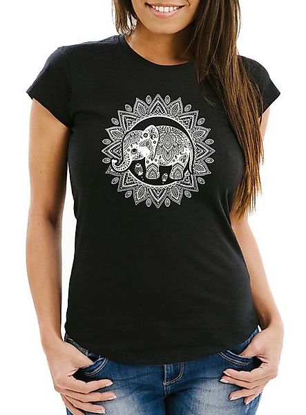 Neverless Print-Shirt Damen T-Shirt Elefant Mandala günstig online kaufen