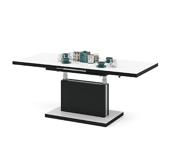 Mazzoni Couchtisch Aston Weiß-Schwarz matt stufenlos günstig online kaufen