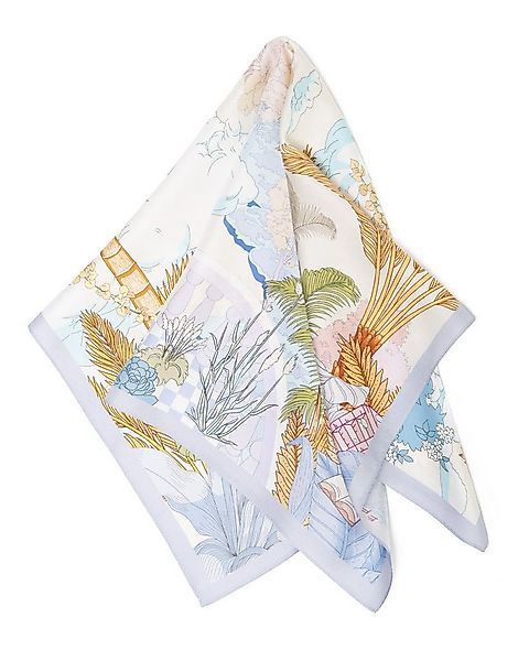 MayTree Seidentuch Premium Twill-Seide quadratisch 64x64cm, Sky Garden flie günstig online kaufen