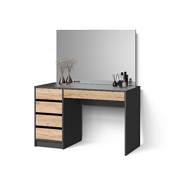 Livinity® Schminktisch Imola, Anthrazit/Goldkraft Eiche, 120 cm günstig online kaufen