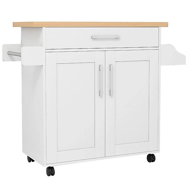 Costway Kücheninselwagen Küchenwagen mit Schublade Weiß 111 x 40 x 90 cm günstig online kaufen