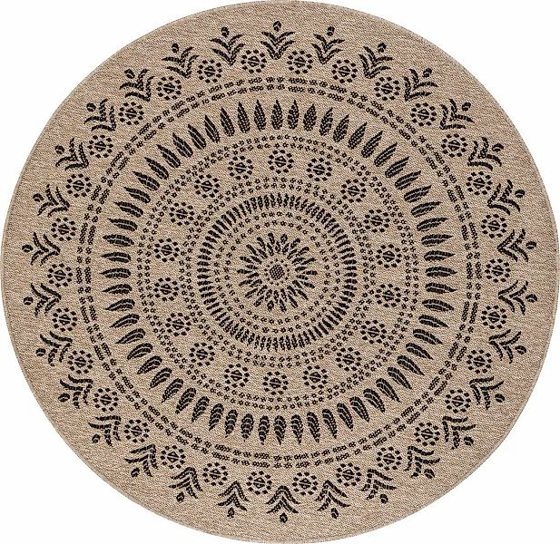 Livabliss Teppich "ILA" rund 8 mm Höhe Teppich In- /Outdoor Boho Jute-Optik günstig online kaufen