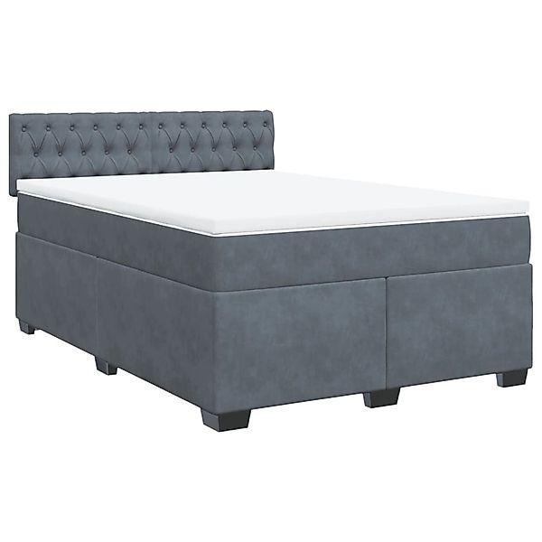 vidaXL Boxspringbett mit Matratze Dunkelgrau 140x200 cm Samt2107545 günstig online kaufen