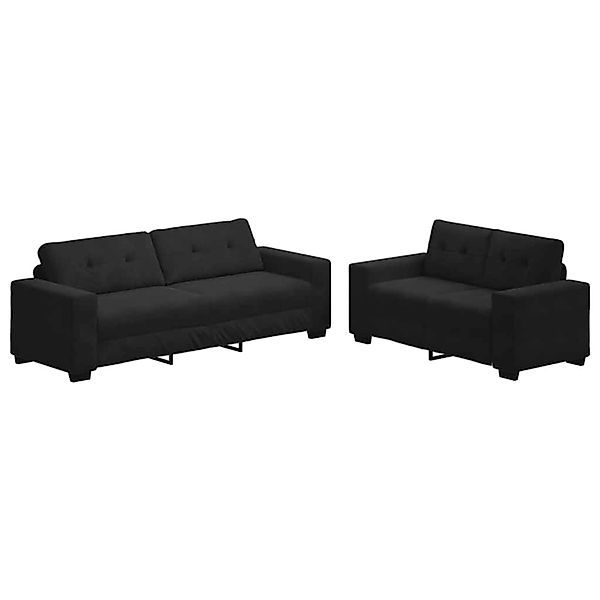 vidaXL 2-Teiliges Sofa-Set mit Kissen Schwarz Samt 3324726 günstig online kaufen