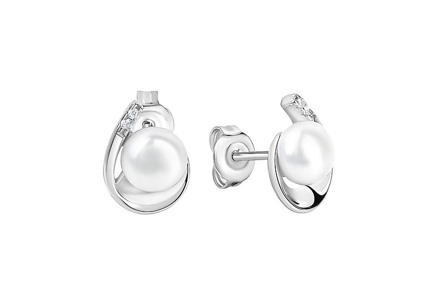 Zeeme Paar Ohrstecker Silber 925 rhodiniert Perle weiß 6,5-7mm Zirkonia günstig online kaufen